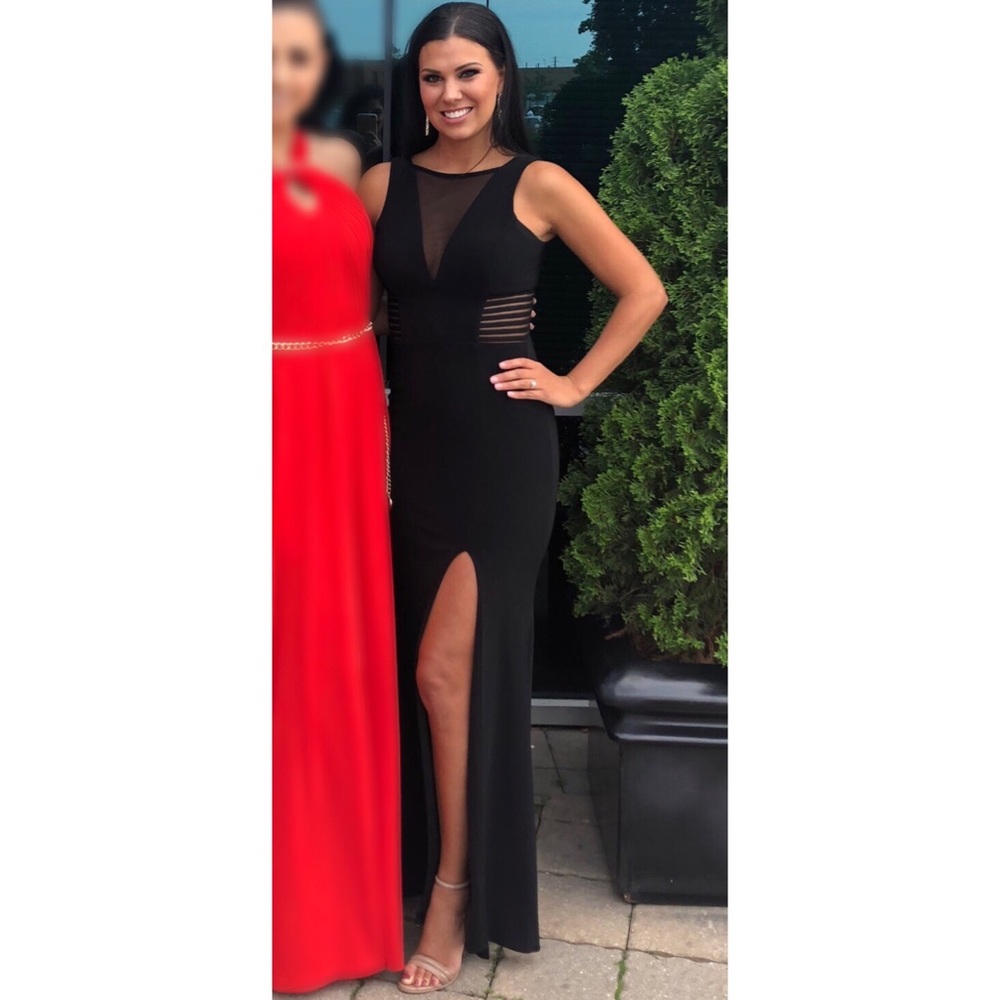 Black Gown with Sheer Cut Out Details